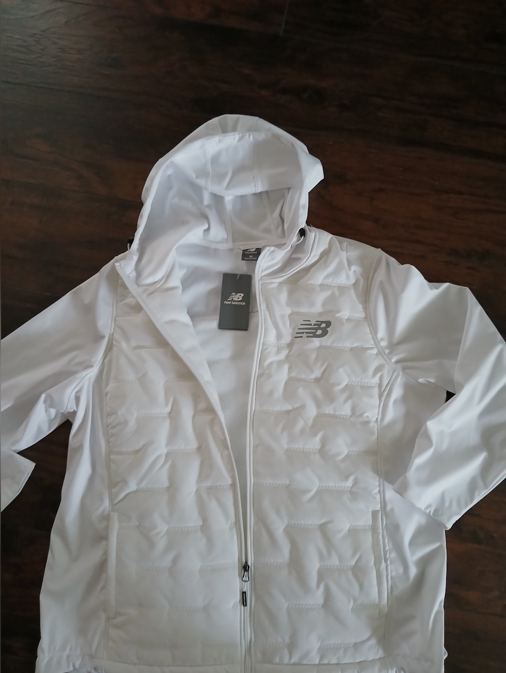 New Balance White Hooded Jacket - Lightweight Athletic Shell